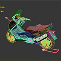 Stylish Modern Gray Motorcycle With Orange Wheels And Windshield Design