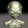 Alien Game And Movie Character With Large Eyes Smooth Head And Detailed Chest