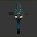 Futuristic Sci Fi Weapon With Teal And Silver Mechanical Design Barrel Grip And Tech Features