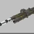 Military Dual Tube Missile Launcher With Green Body Silver Tips And Yellow Stripes