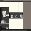 Modern Shoe Cabinet Interior Design With Storage Bench Hanging Clothes Bag Teddy Bear And Shoes