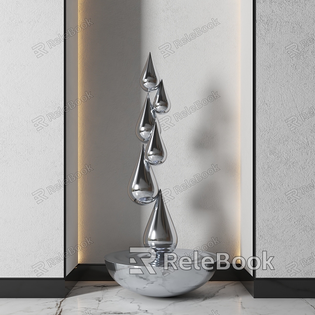 Modern Sculpture Metal Water Drop Sculpture Ornaments Stainless Steel Sculpture City Sculpture Interior Ornaments Landscape Sculpture Sculpture Ornaments model