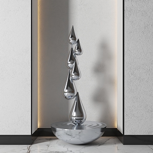 Modern Sculpture Metal Water Drop Sculpture Ornaments Stainless Steel Sculpture City Sculpture Interior Ornaments Landscape Sculpture Ornaments 3d model