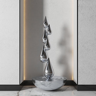 Modern Sculpture Metal Water Drop Sculpture Ornaments Stainless Steel Sculpture City Sculpture Interior Ornaments Landscape Sculpture Ornaments 3d model