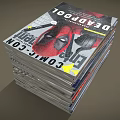 Stack of Comic Con Exclusive Magazines With Deadpool Cover Design 3d model