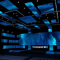 Tencent Conference Hall Interior With Multiple Blue Screens And Audience Seats Setup 3d model