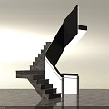 Modern Staircase Design With Black Upper Structure And Gray Steps In Contemporary Space 3d model