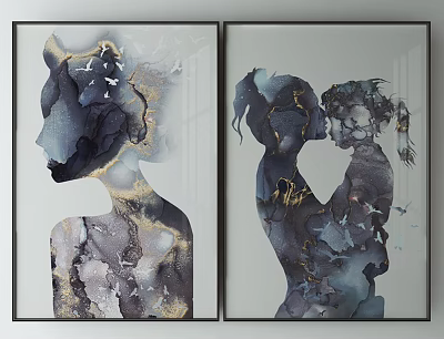 modern figure painting decorative painting 3d model