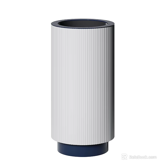 White Cylindrical Household Object With Vertical Stripes And Dark Base Modern Design 3d model