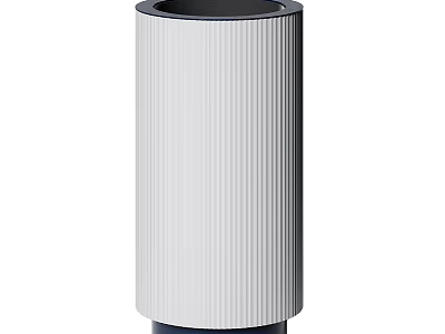 White Cylindrical Household Object With Vertical Stripes And Dark Base Modern Design 3d model