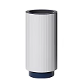 White Cylindrical Household Object With Vertical Stripes And Dark Base Modern Design 3d model