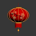 Red Lantern Decorative Furniture Piece With Intricate Patterns And Tassel Design