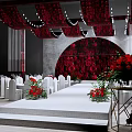 Elegant Floral Decor Design for Wedding With Red Rose Backdrop and Stage Lighting