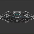 Advanced Futuristic Spaceship with Blue Lights and Streamlined Design for Space Exploration