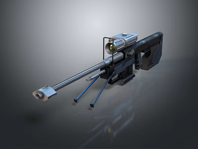 Sniper Rifle with Precision Scope Long Barrel and Tactical Tripod Stand Design 3d model