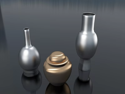 Pottery Jar Metal Jar Bottle Jar Ornament Brass Jar 3d model
