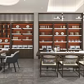 Traditional Chinese Teahouse With Display Shelves And Teaware