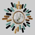 Modern Decorative Clock With Black Blue Gold Stripes And Metal Hands Numbers