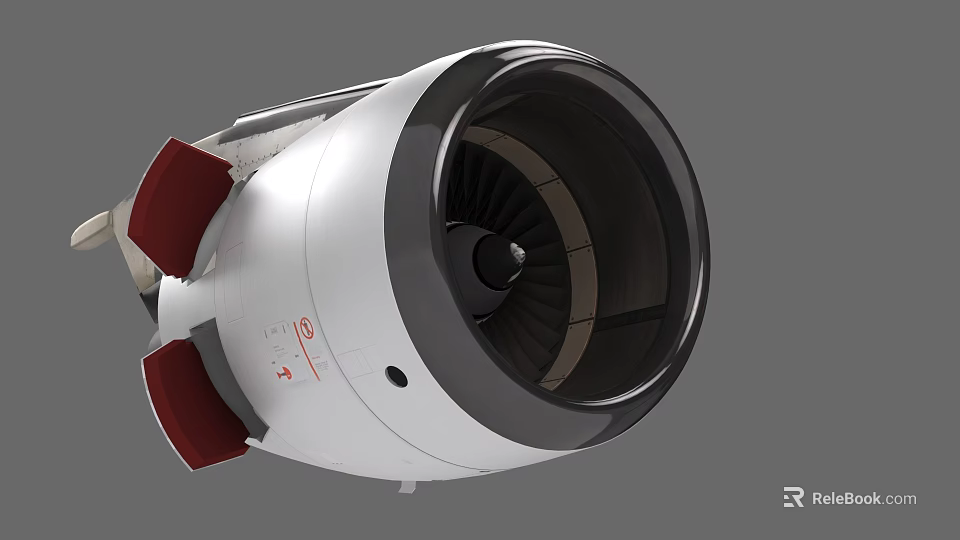 Airliner Jet Engine Design With Turbine Blades And Red Accent Components 3d model