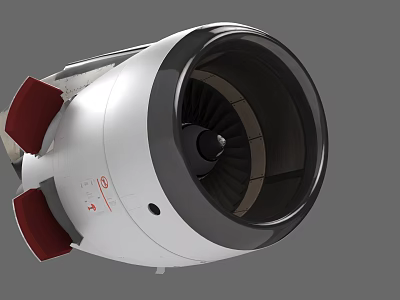Airliner Jet Engine Design With Turbine Blades And Red Accent Components 3d model