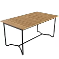 Modern Rectangular Dining Table With Wooden Tabletop And Black Metal Legs