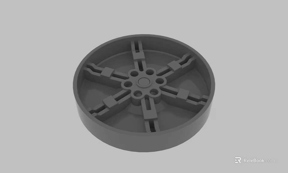 Gray Circular Mechanical Part With Central Holes And Bracket Structure Design 3d model 