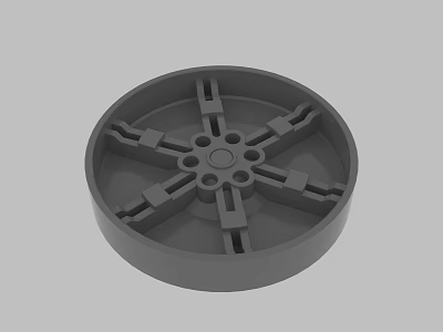 Gray Circular Mechanical Part With Central Holes And Bracket Structure Design 3d model