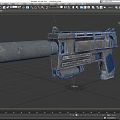 Vintage Sci Fi Weapon With Metallic Body Textured Grip And Industrial Design