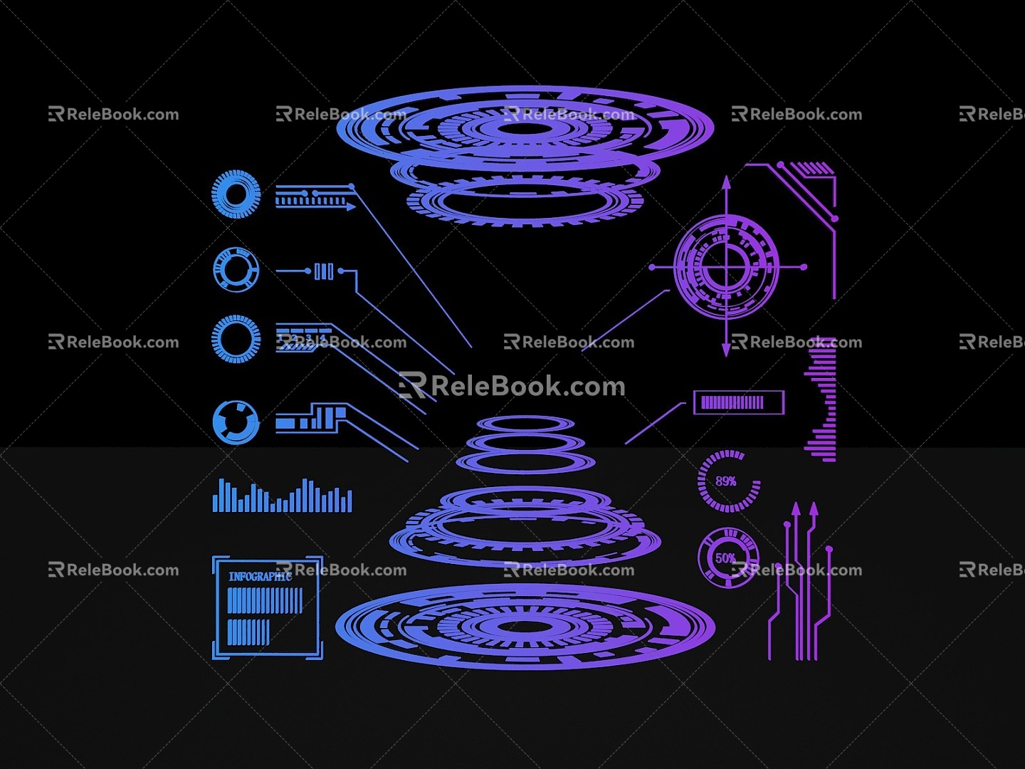 Technology Border Technology Elements Wall Decoration Border Line 3d model