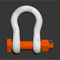 Strong Silver U Shaped Hardware Tool Shackle With Orange Threaded Nuts 3d model
