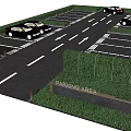 Parking Lot Layout With Multiple Spaces Parked Cars Direction Arrows And Grass 3d model