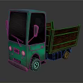Green Toy Truck With Wooden Bed And Classic Cartoon Design