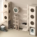 Modern Cat Storage Shelves With Circular Holes Hexagonal Bed And Multi Tiered Racks