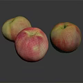 Three Fresh Pink and Yellow Peaches on Dark Background with Reflections