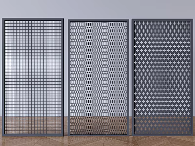 Decorative Metal Fence Panels Featuring Grid Honeycomb and Star Patterns for Interior Design 3d model