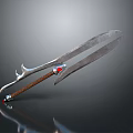 Double Bladed Long Handle Weapon With Sharp Blades Brown Textured Grip And Silver Decorative End