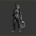 Mythical Anthropomorphic Werewolf 3D Model With Furry Texture And Standing Pose
