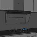 Modern Kitchen Interior With Stainless Steel Range Hood Gas Stove White Cabinets And Gray Backsplash