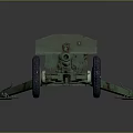 Vintage Green Military Towed Artillery With Long Barrel And Wheels Structure