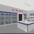 Security Rescue Equipment Exhibition Hall Interior With Shelves And Display Cabinets
