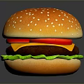 Delicious Hamburger With Sesame Seed Bun Fresh Lettuce Ripe Tomato Melty Cheese And Juicy Patty