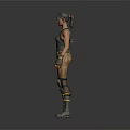 Game Movie Character Wearing Gray Vest Brown Cargo Pants Arm Armor Knee Pads Standing