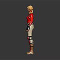 3D Female Character With Red Top Beige Pants Knee Pads And Blonde Hair In Standing Pose