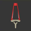 Red Arch Bridge Model With White Structure And Reflection On Surface 3d model