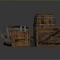 Rustic Wooden Barrels And Crates For Household Storage And Decoration