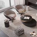 Modern Living Room Sofa and Coffee Table Set With Armchairs Rug and Decorative Items