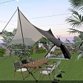 Rooftop Bar with String Lights Pool Tents Wooden Deck and Outdoor Seating