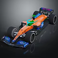Orange Racing Car With Streamlined Design V POWER Sponsorship And Large Wheels