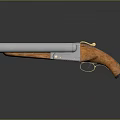 Vintage Double barrel Pistol Featuring Silver Barrels Wooden Grip Metal Parts and Gold Accents