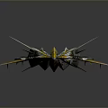 Futuristic Cosmic Spacecraft Design With Yellow White Green Geometric Shapes Sharp Edges And Streamlined Structure